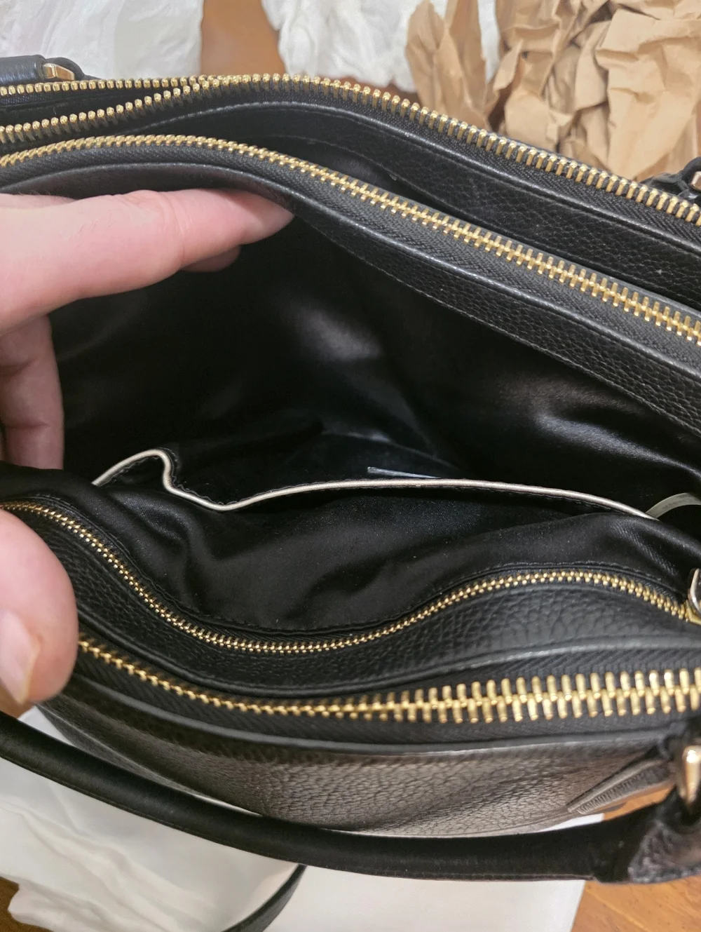 Coach  Burrough Bag  Black Pebbled Leather Satchel with Gold Hardware - Picture 9 of 13